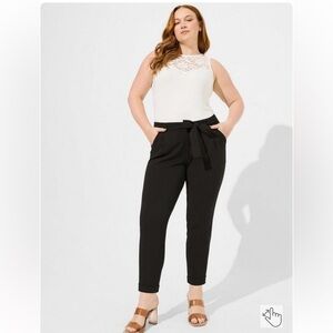 Torrid Studio by Torrid Pull-On Taper Stretch Crepe High-Rise Tie-Front Pant